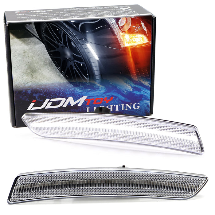 Clear Lens White Full LED Strip Front Bumper Side Markers For Cadillac 16-20 CT6