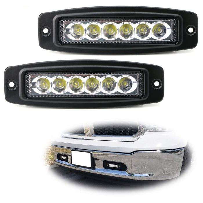 6" 18W Flush Mount Spot LED Light Bars For Truck SUV ATV Driving/Backup Lights