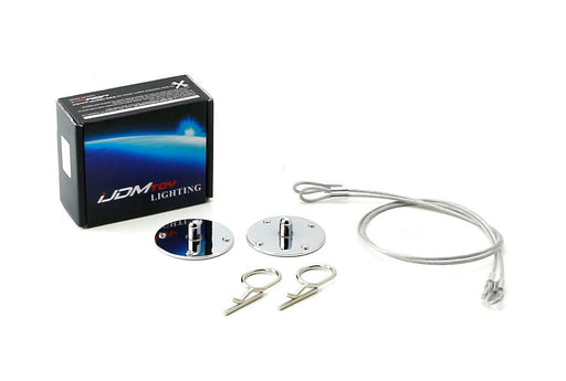 Universal 2.5" Chrome Aluminum Hood Pin Appearance Kit For Any Car Truck SUV