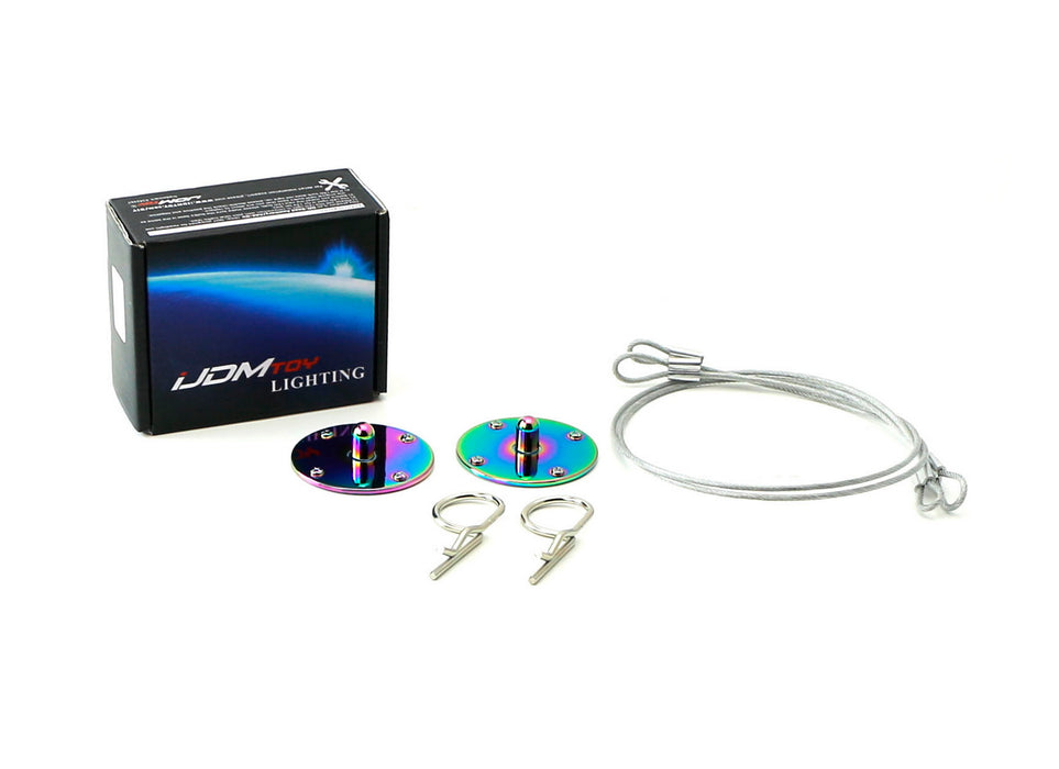 Universal 2.5" Neo Chrome Aluminum Hood Pin Appearance Kit For Any Car Truck SUV