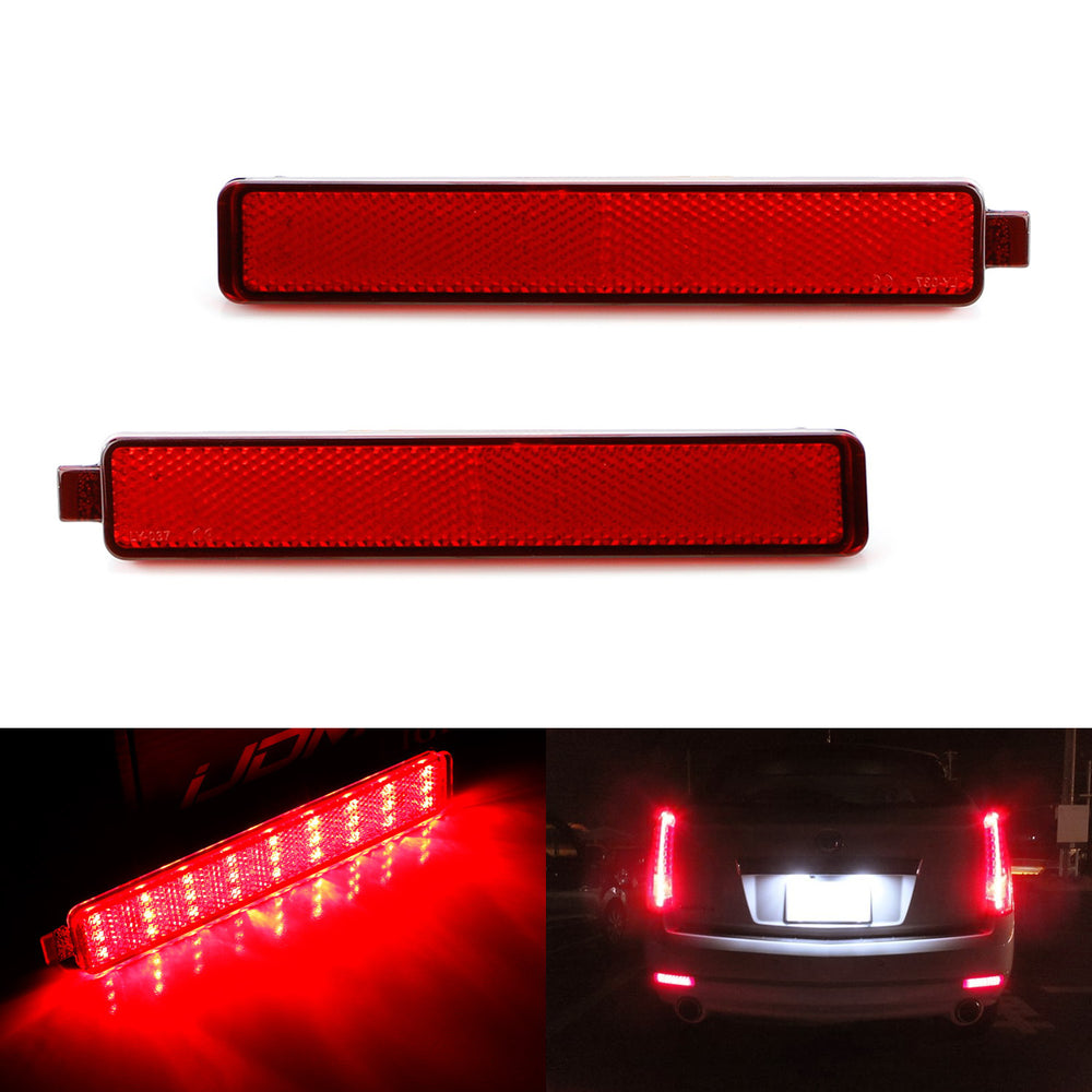 Red Lens 54-SMD LED Bumper Reflector Marker Lights For Cadillac CTS GMC Acadia