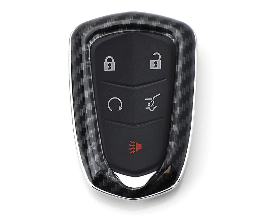 Black "Carbon Fiber" Key Fob For 15-up Cadillac ATS CTS CT6 ELR XTS XT5 SRX, etc