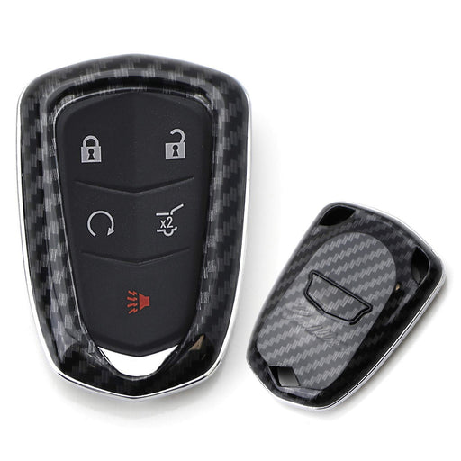 Black "Carbon Fiber" Key Fob For 15-up Cadillac ATS CTS CT6 ELR XTS XT5 SRX, etc