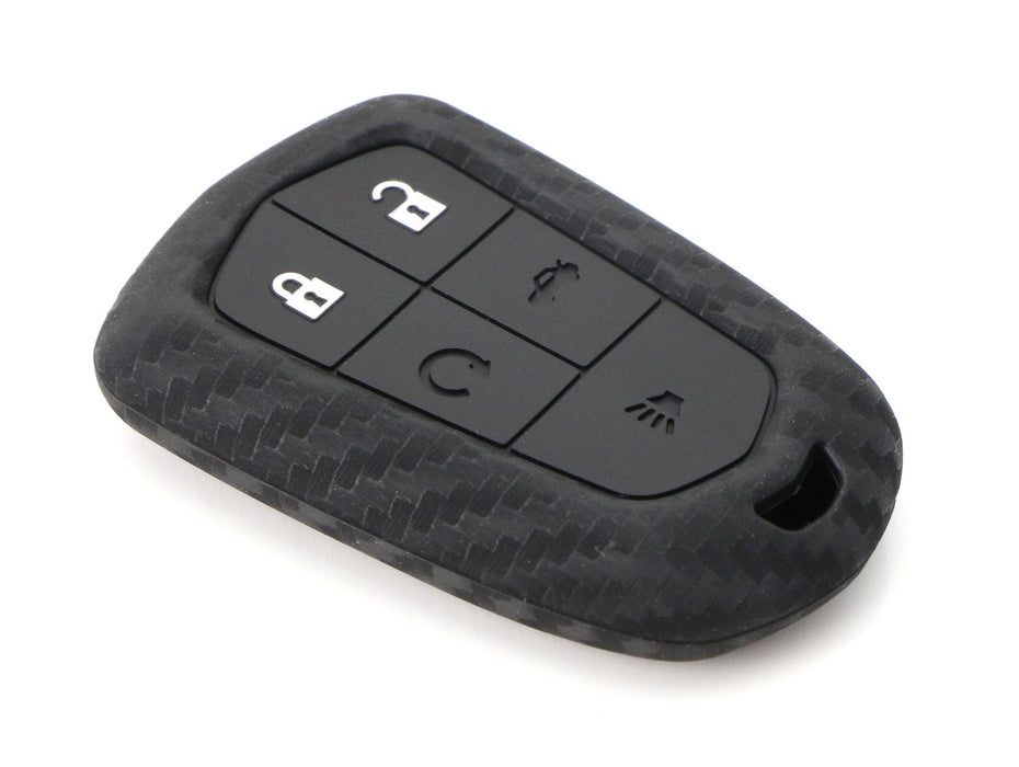 Carbon Fiber Soft Silicone Key Fob Cover For 15-up Cadillac ATS CT6 CTS ELR XTS