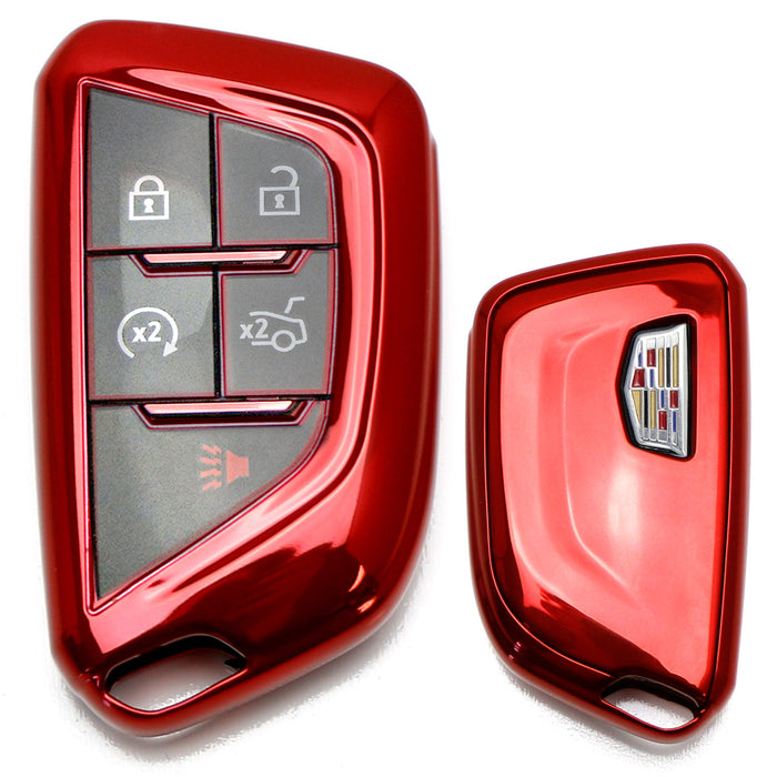 Red TPU Key Fob Protective Case For 2020-up Cadillac ATS CT4 CT5 CT6 XT4 XT5 XTS