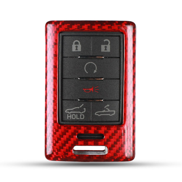 Real Carbon Fiber Red Key Fob Shell Case For Cadillac Escalade ATS CTS DTS XTS..