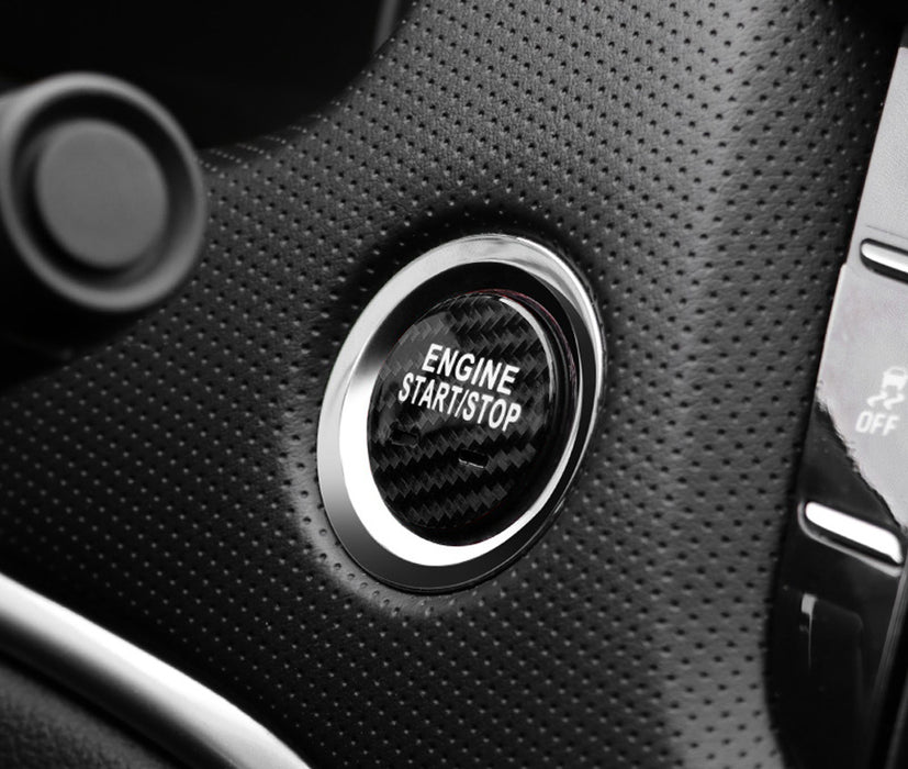 Black Real Carbon Fiber Keyless Engine Push Start Button For Cadillac Chevy GMC