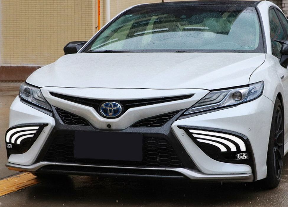 JDM-Spec LED Fog Light Kit w/ White/Amber LED DRL Bezels For 21-up Camry SE XSE