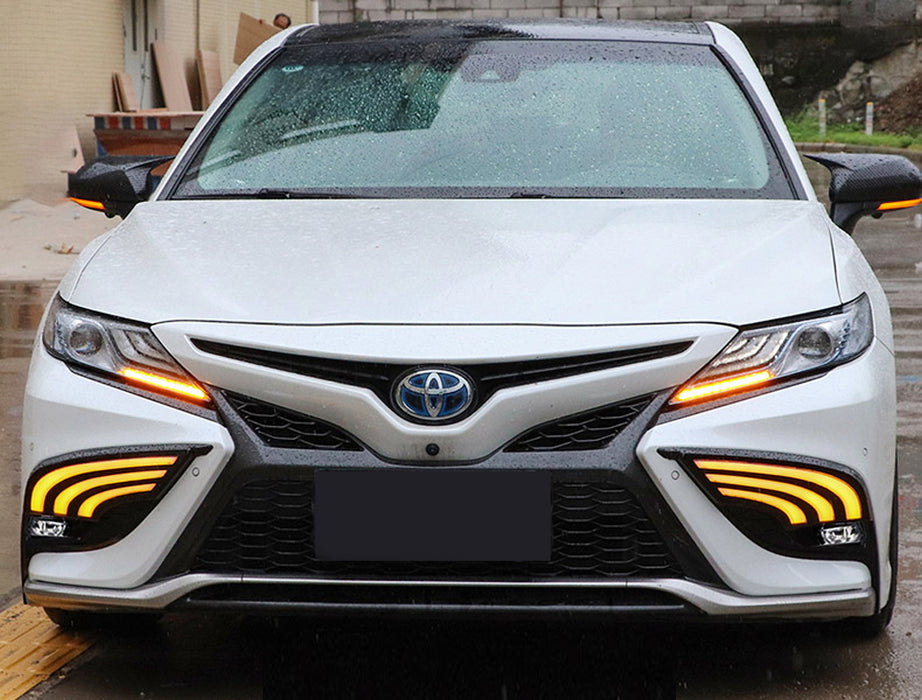 JDM-Spec LED Fog Light Kit w/ White/Amber LED DRL Bezels For 21-up Camry SE XSE