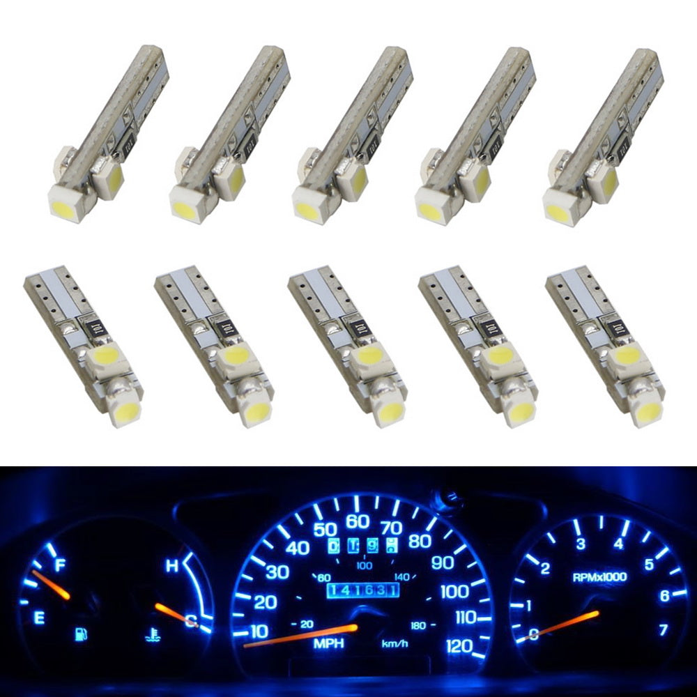 10pcs Blue 3-SMD 37 73 74 79 T4/T5 Gauge Cluster Background Lighting LED Bulbs