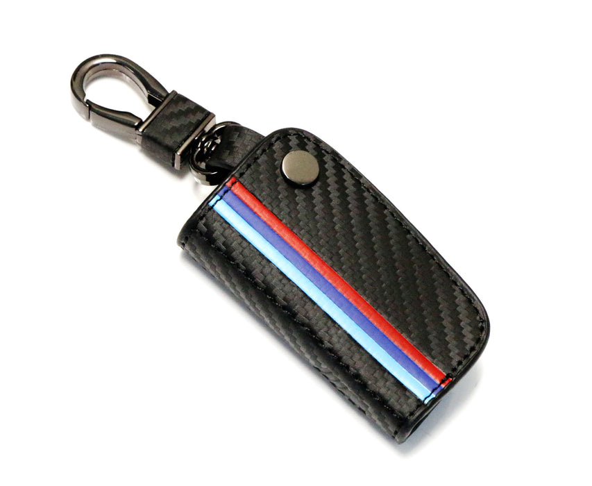 M-Colored Stripe Carbon Fiber Smart Remote Key Fob For BMW 1 3 5 6 Series X5 X6