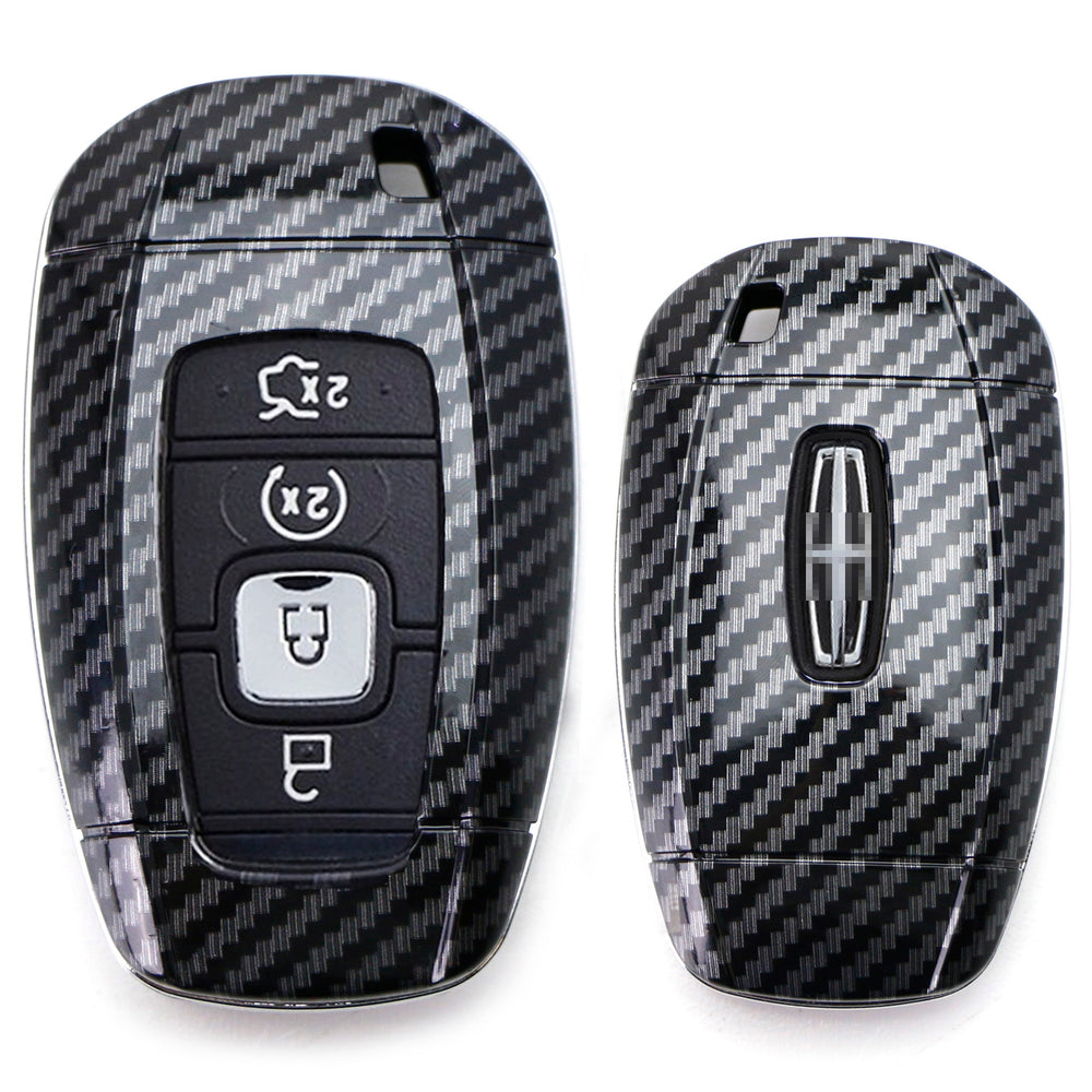 Black "Carbon Fiber" Key Fob Shell Cover For 18-up Lincoln MKZ MKC Navigator etc