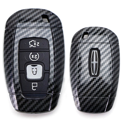 black carbon fiber pattern key fob shell cover for Lincoln Continental