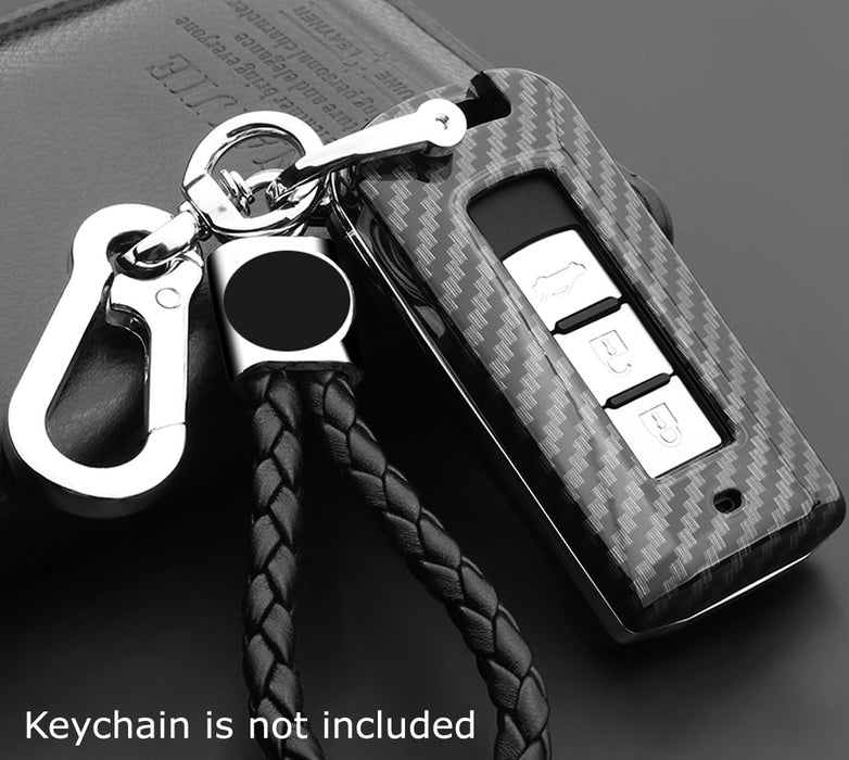 Black "Carbon Fiber" Pattern Key Fob For Mitsubishi Lancer Evolution / Outlander