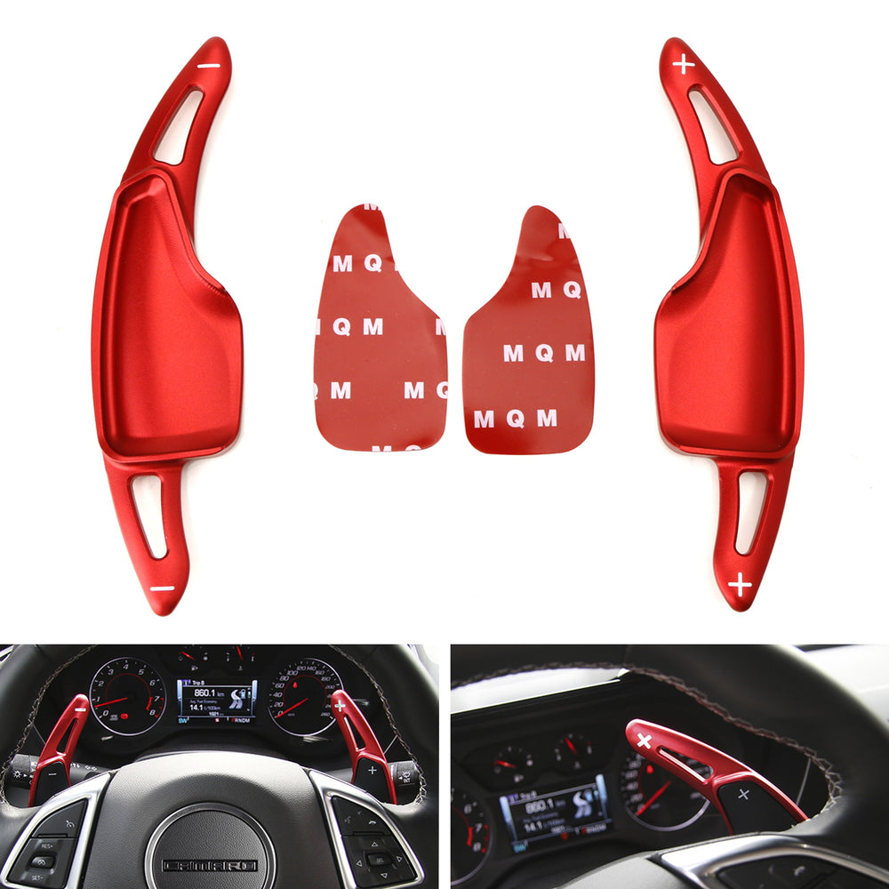 Red Steering Wheel Paddle Shifter Extensions For Chevy 14-19 C7 Corvette, Camaro