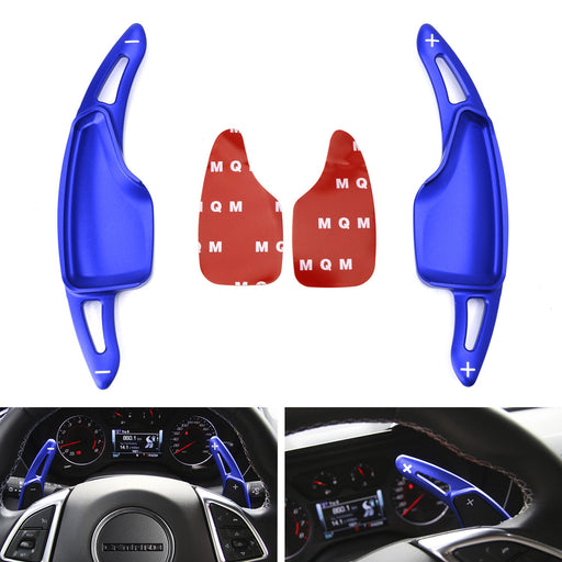 Blue Steering Wheel Paddle Shifter Extensions For Chevy 14-19 Corvette, Camaro