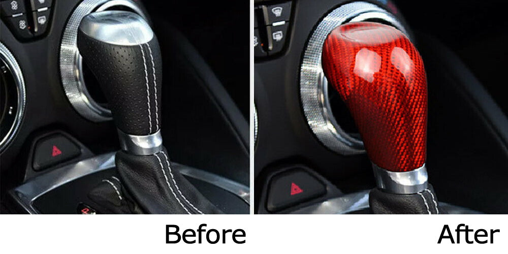 Red Real Carbon Fiber Shift Knob Cover Shell For Chevy 16-up Camaro Automatic T