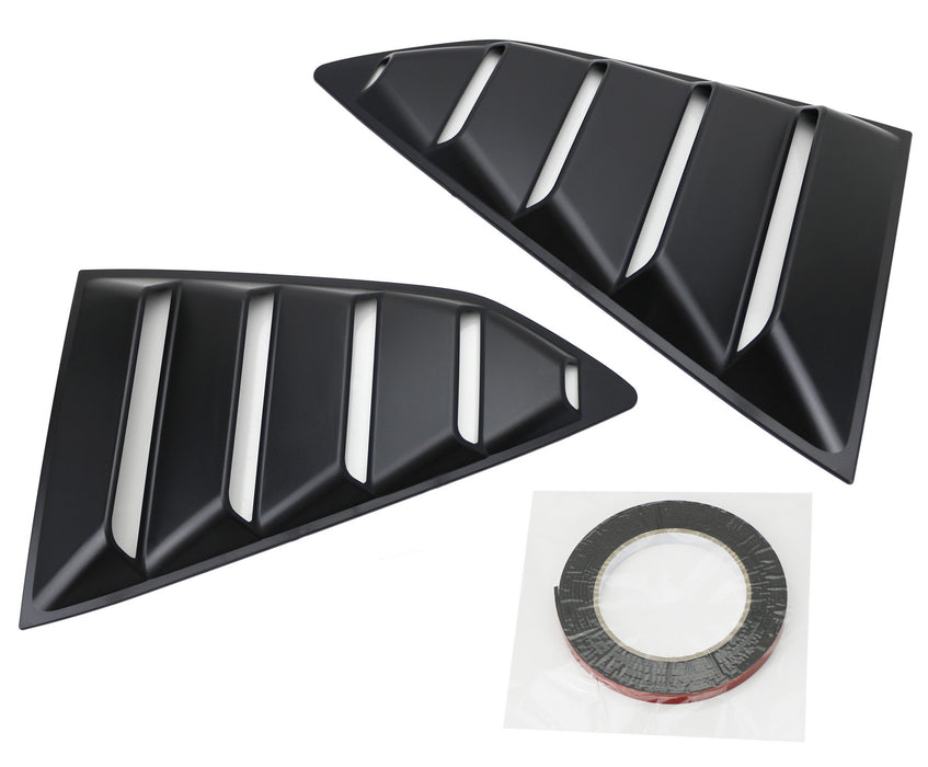 Black Racing Style Rear Side Window Scoop Vent Louvers For 2016-up Gen6 Camaro