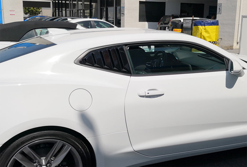 Black Racing Style Rear Side Window Scoop Vent Louvers For 2016-up Gen6 Camaro