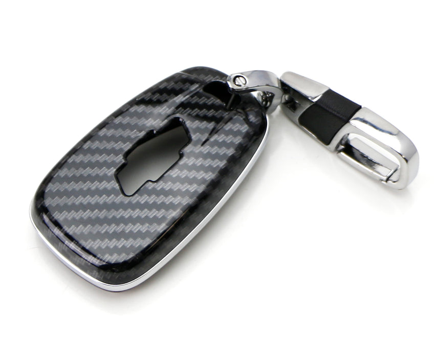 Glossy Black "Carbon Fiber" Pattern Exact Fit Key Fob Shell w/Keychain For Chevy