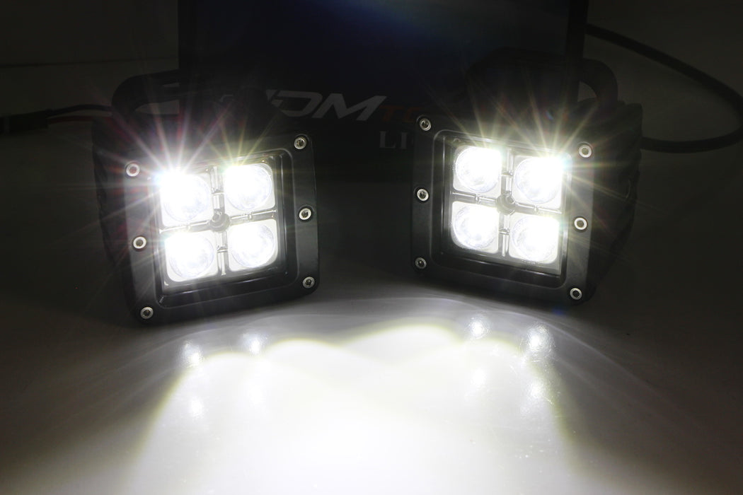 CREE LED Pod Lights w/ A-Pillar Mounting Brackets Wiring For 15+ Chevy GMC Truck