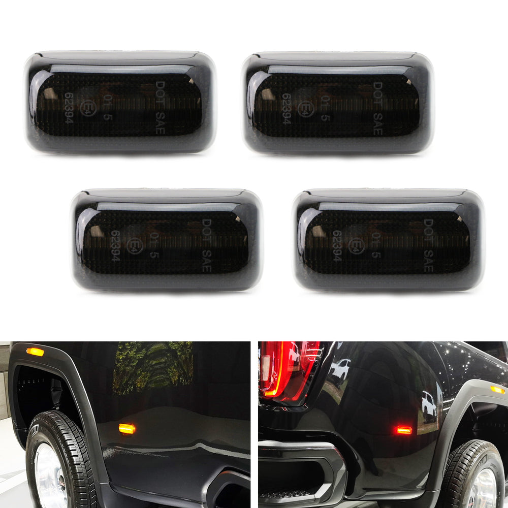 Smoke Lens Amber/Red LED Rear Fender Marker Lights For 15+ Chevy GMC 2500/3500HD