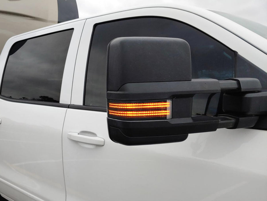 Dual-Row Amber LED Strip Tow Mirror Marker Lights For Chevy Silverado GMC Sierra