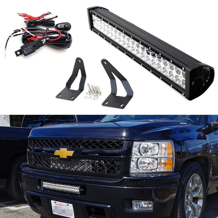 120W 20" LED Light Bar w/Mounting Bracket/Wiring For 11-14 Silverado 2500/3500HD