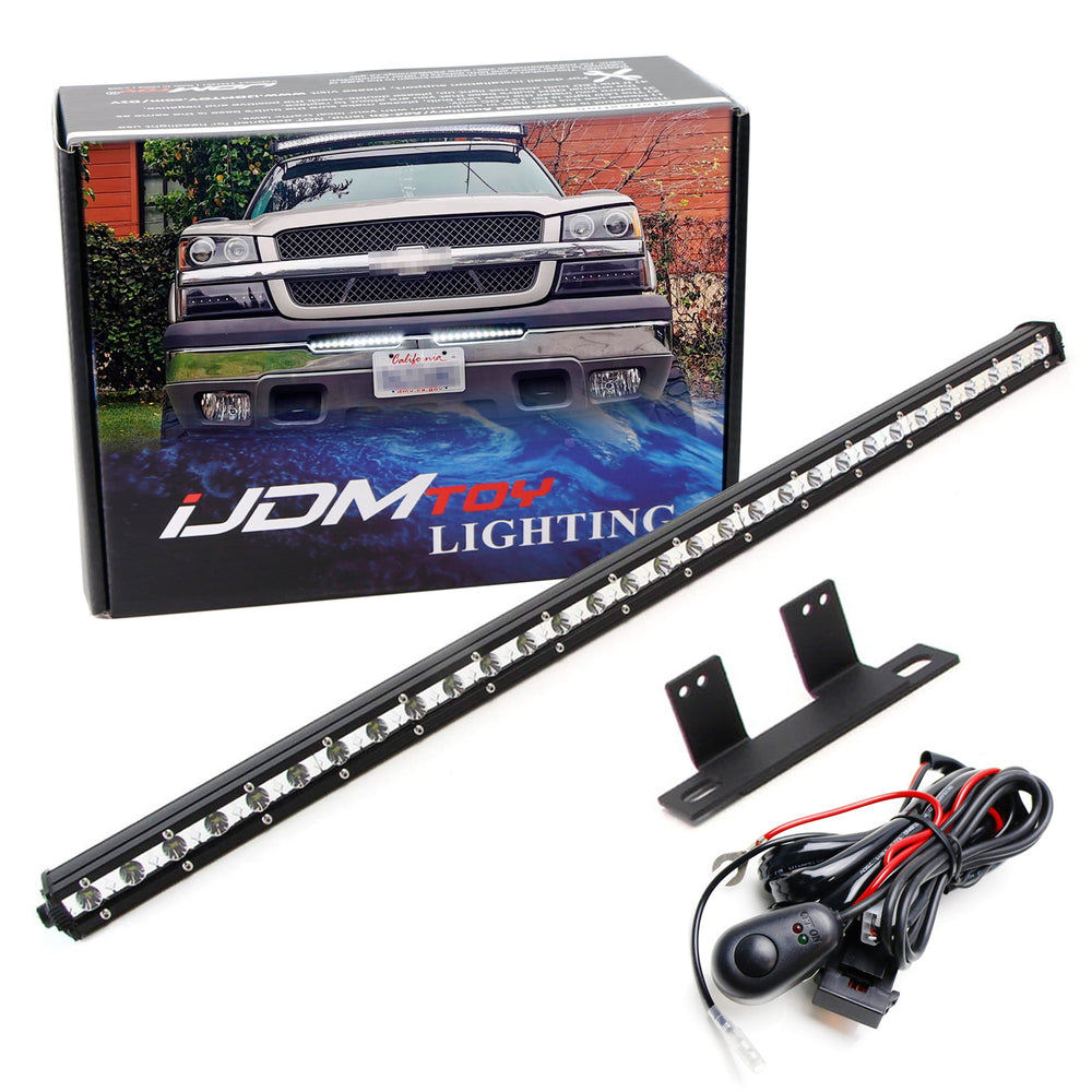 32" Lower Bumper LED Light Bar Kit w/Bracket/Wire/Switch For Silverado Avalanche