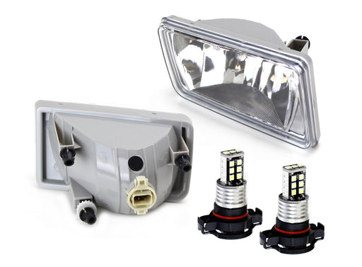 Clear Lens Fog Lights w/ White LED Bulbs For Chevy 1500 2500 3500 Suburban Tahoe