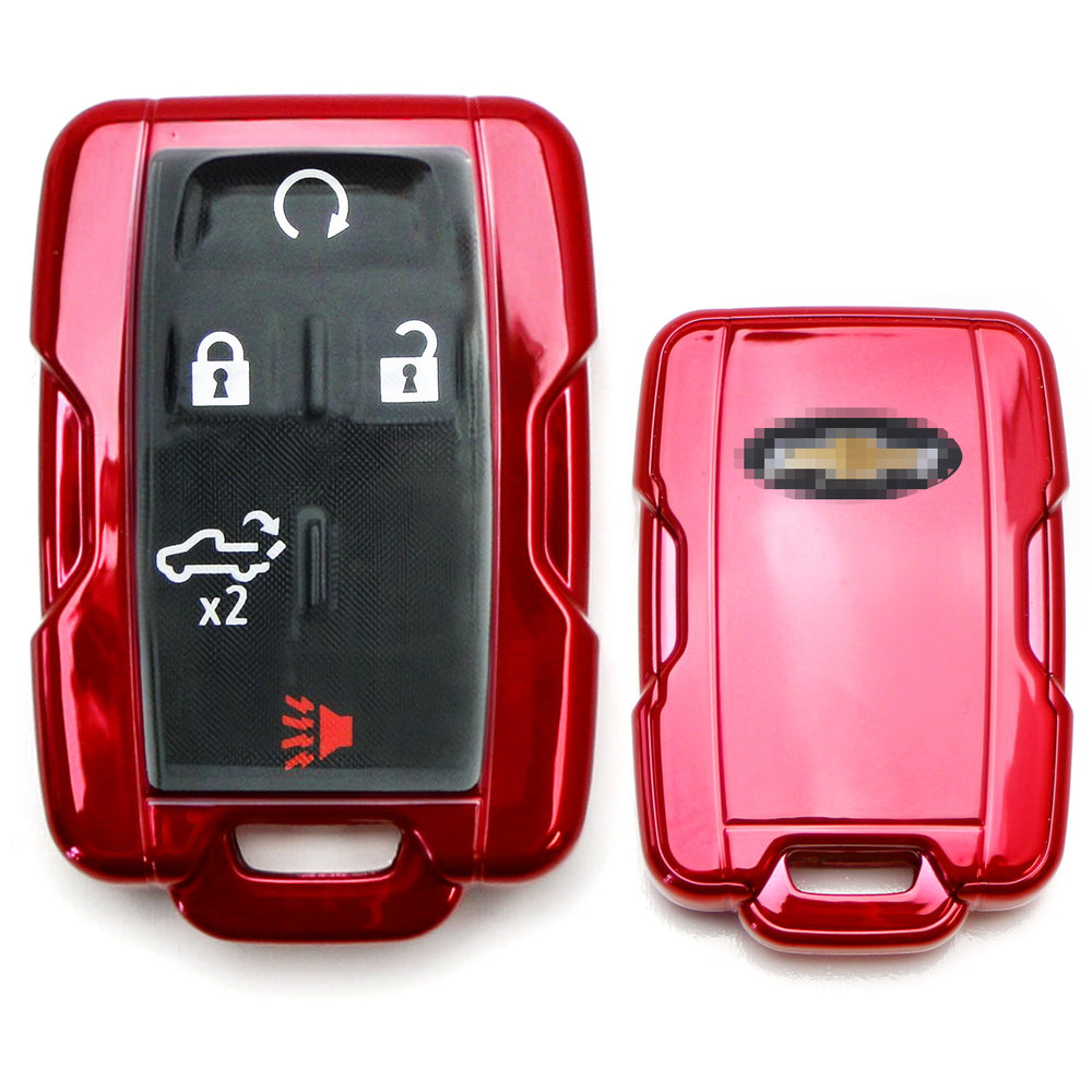 Red TPU Key Fob Protective Case For 14-up Chevy Silverado Colorado, GMC Sierra..