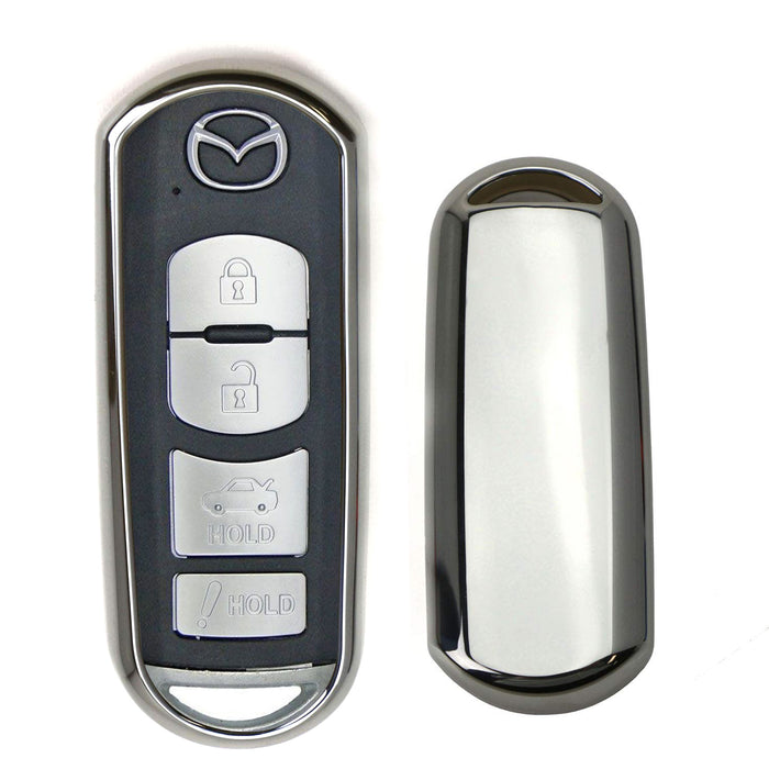 Chrome Silver TPU Key Fob Case For Mazda 3 5 6 CX3 CX5 CX7 MX5 Keyless Entry Fob