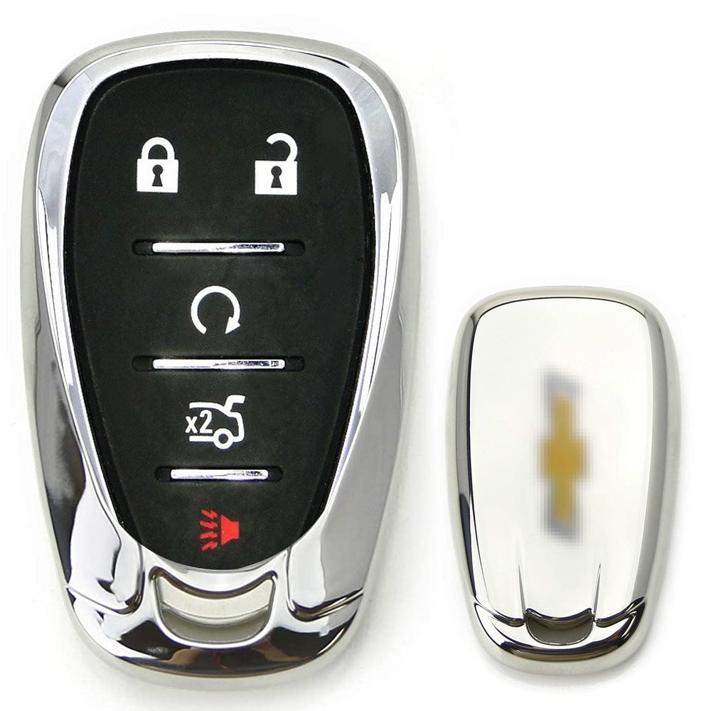 Glossy Chrome Smart Key Fob Shell For Chevy Camaro Malibu Cruze Spark Volt Bolt