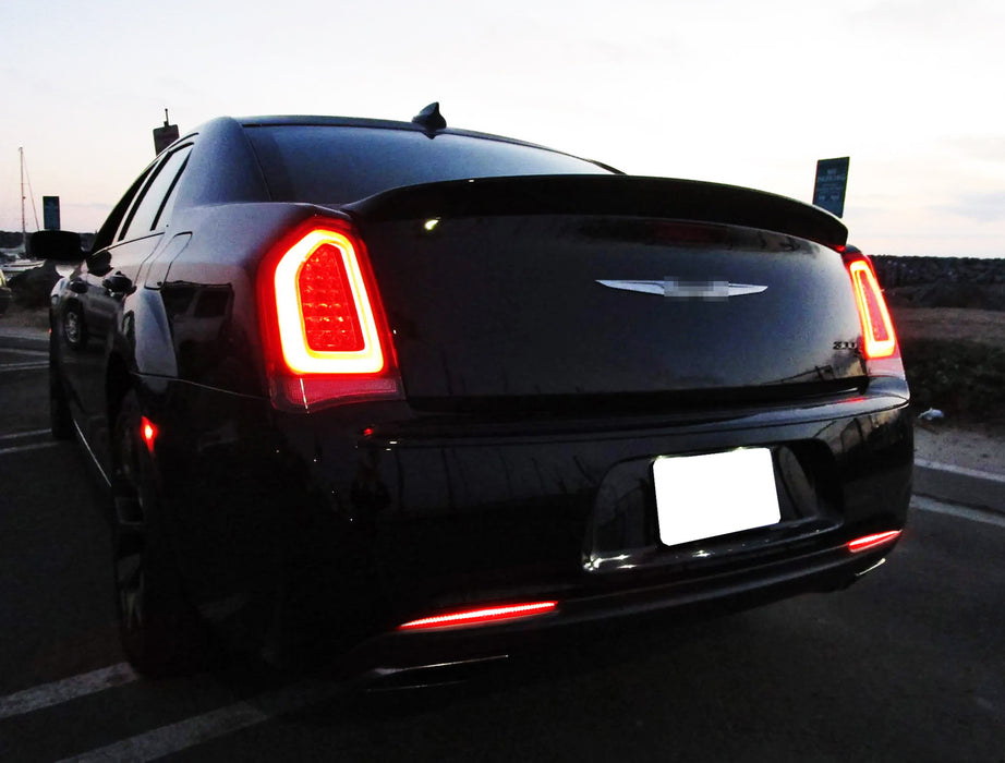 Dark Smoked Lens Full LED Rear Bumper Reflector Lights For 2015-up Chrysler 300