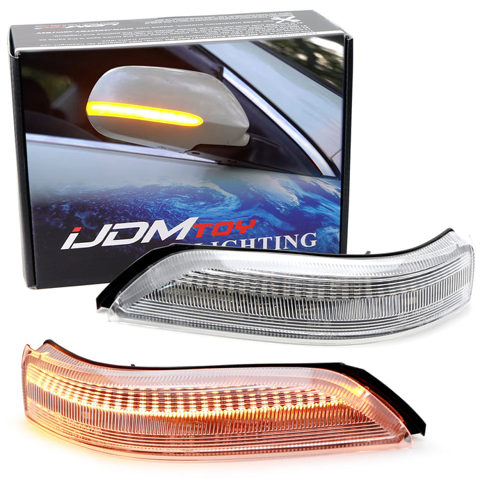 Clear Lens Full LED Strip Sequential Blink Side Mirror Lamps For 05-13 Acura RL