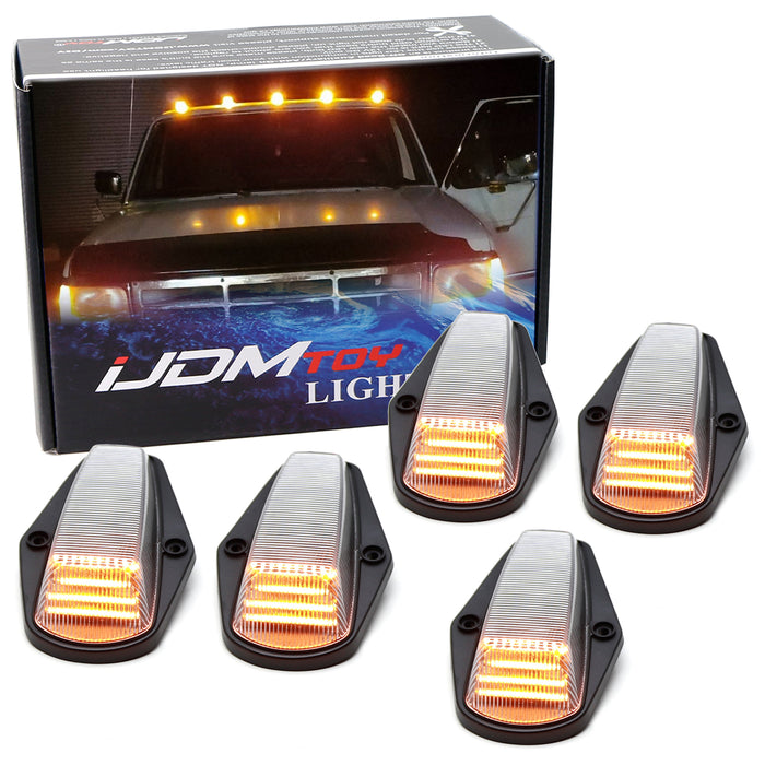 5pc Clear Lens Amber Full LED Cab Roof Marker Lights For Ford 1980-97 F150 F250