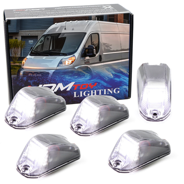 5pc Clear Lens White Full LED Front Cab Roof Light Kit For 2014-23 RAM ProMaster