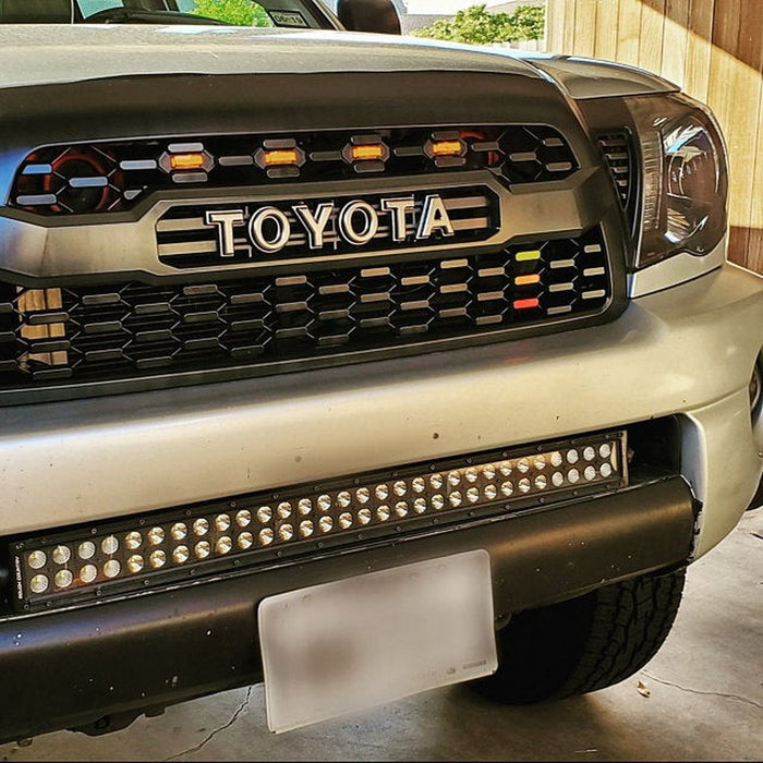 Retro 3-Color Stripe Grille Badge Sticker For 16-23 Toyota Tacoma TRD-Pro, Red