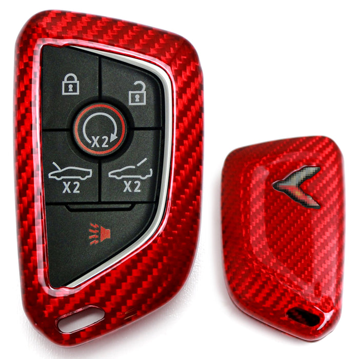 Real Gloss Red Carbon Fiber Key Fob Cover Shell for Chevrolet C8 Corvette Stingray