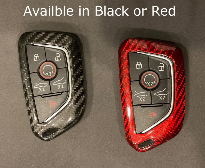 Real Gloss Red Carbon Fiber Key Fob Cover Shell For Chevy 20+ C8 Corvette Vette