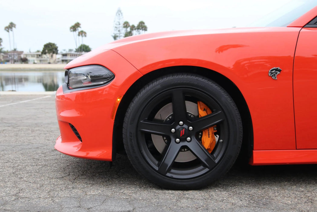 4pc Set 63mm Red // Slash Wheel Center Caps For Dodge Charger Challenger Durango