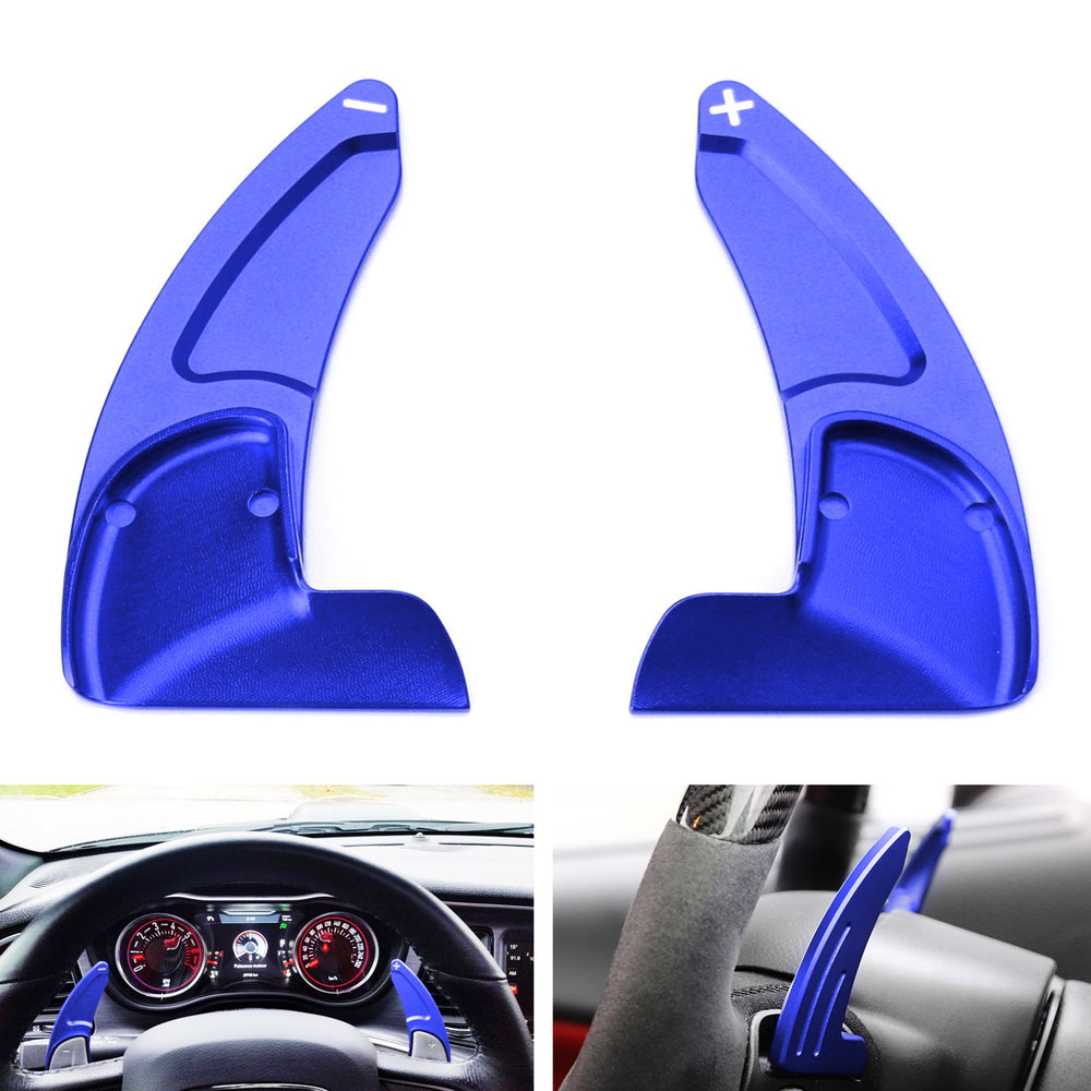 Blue CNC Billet Steering Wheel Paddle Shifter Extension Cover For Dodge Chrysler