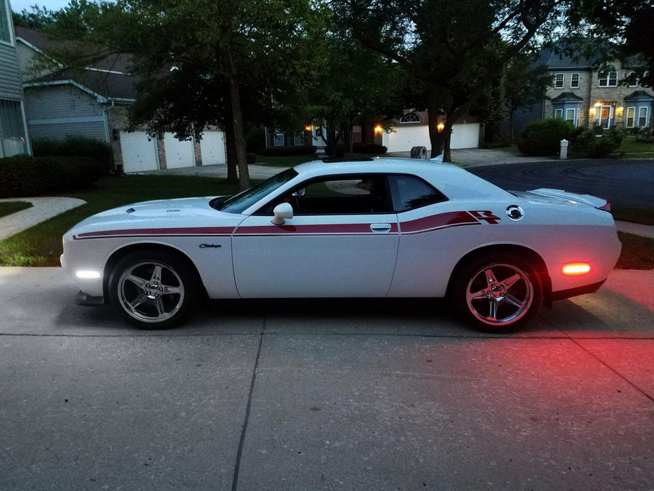 Smoked Lens White LED Light Front Side Marker Lamps For 2008-14 Dodge Challenger