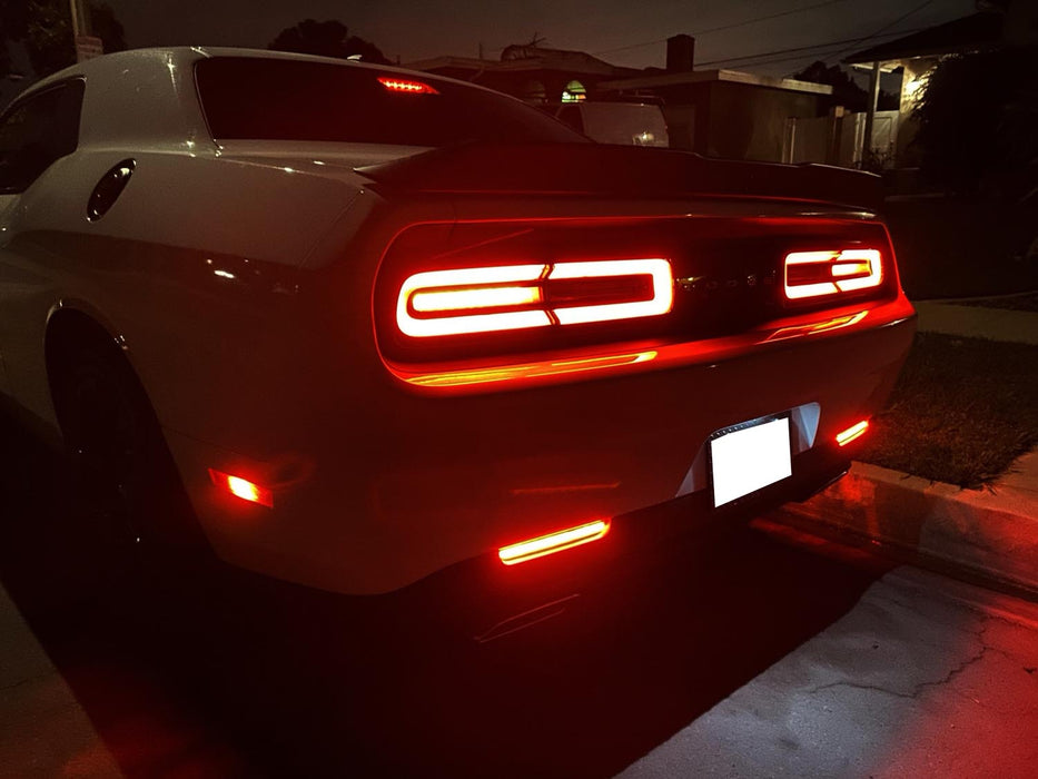 Smoked Lens Full LED Rear Bumper Reflector Light Kit For 15-up Dodge Challenger