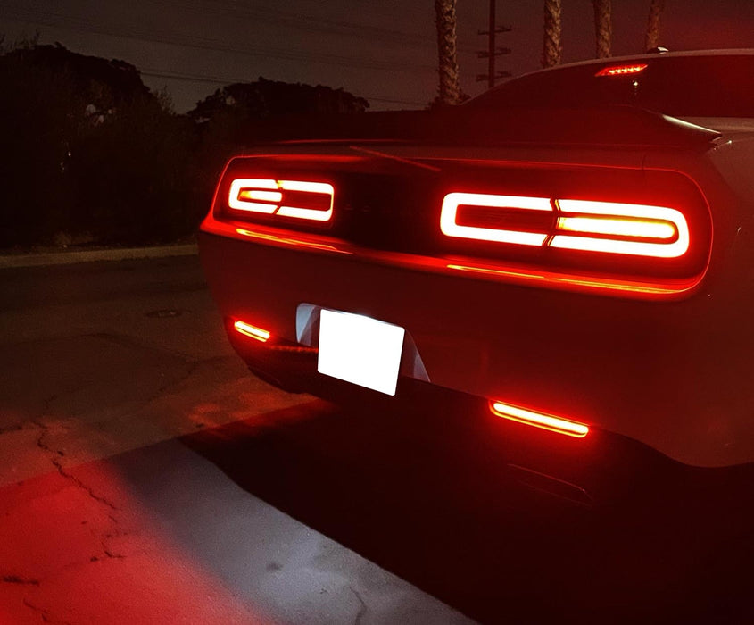 Smoked Lens Full LED Rear Bumper Reflector Light Kit For 15-up Dodge Challenger