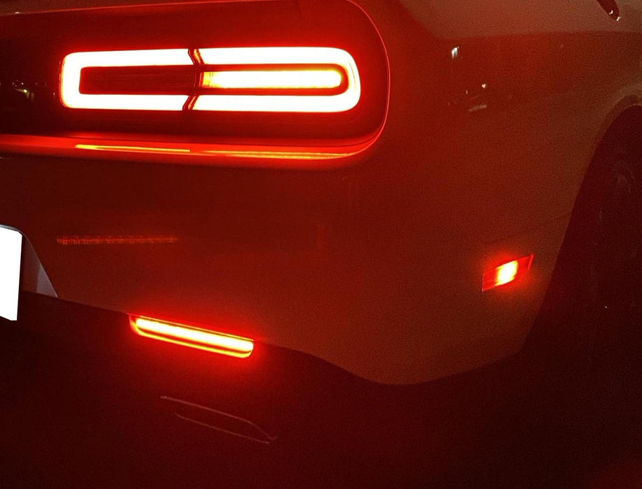 Smoked Lens Full LED Rear Bumper Reflector Light Kit For 15-up Dodge Challenger