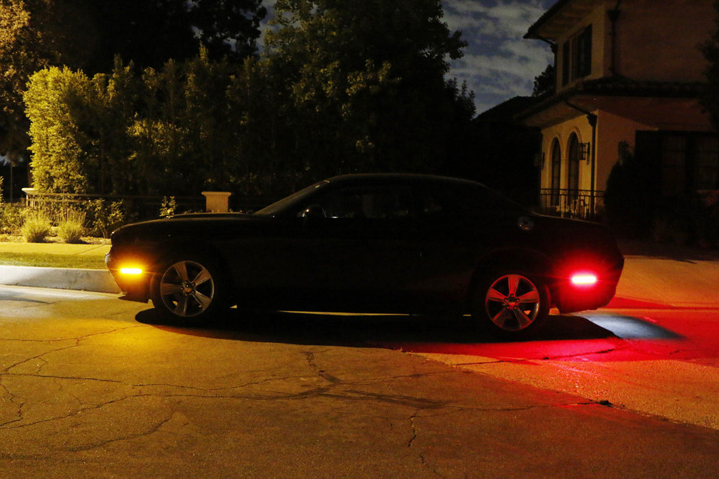 Clear Lens Amber/Red Full LED Side Markers For 2015-22 Dodge Challenger Widebody