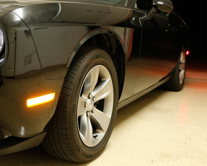 OE-Spec Amber/Red Lens Full LED Built-In Side Markers For 08-14 Dodge Challenger