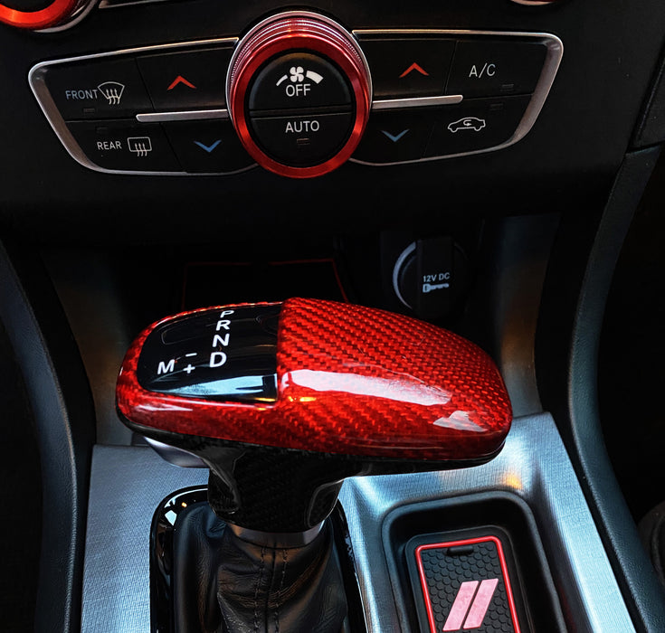 Red Real Carbon Fiber Shift Knob Cover Shell For Dodge 15-23 Challenger Charger