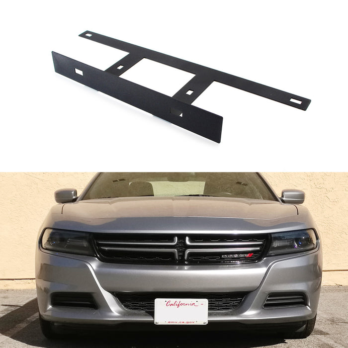 No Drill Front Bumper License Plate Bracket Relocator For 2015-up Dodge Charger